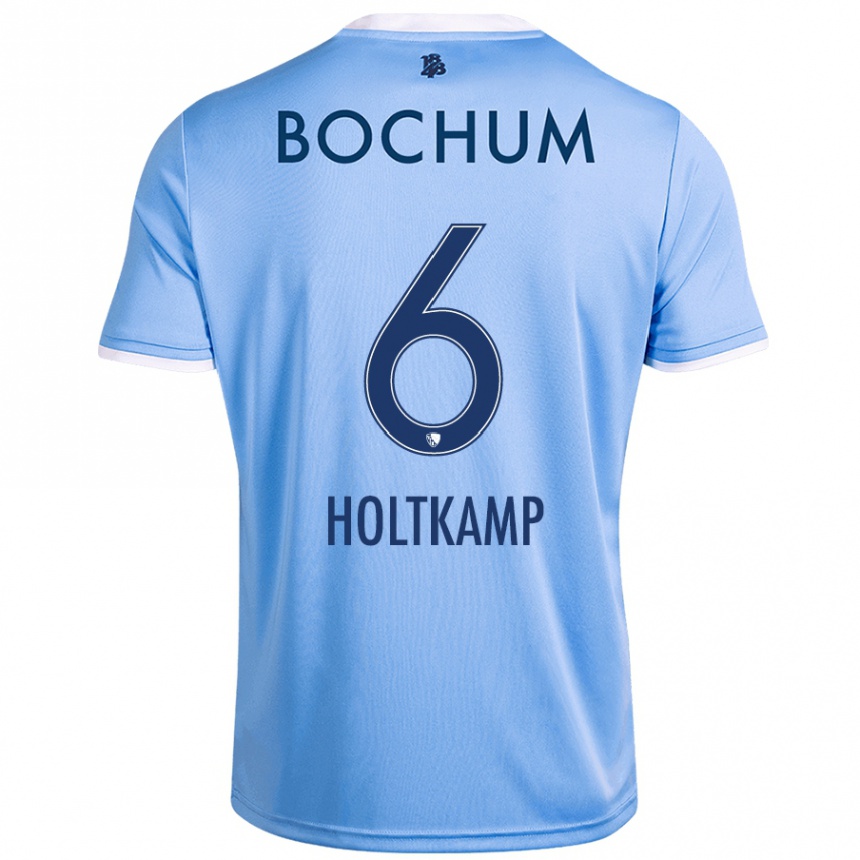 Kinder Fußball Lars Holtkamp #6 Himmelblau Auswärtstrikot Trikot 2024/25 T-Shirt Luxemburg