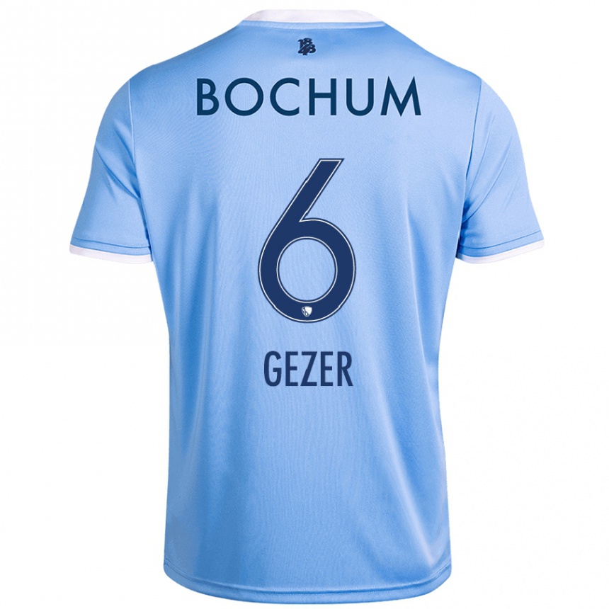 Kinder Fußball Joel Gezer #6 Himmelblau Auswärtstrikot Trikot 2024/25 T-Shirt Luxemburg