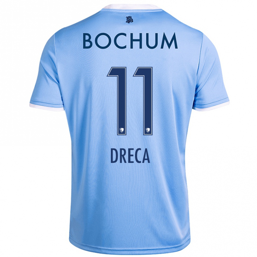 Kinder Fußball Benjamin Dreca #11 Himmelblau Auswärtstrikot Trikot 2024/25 T-Shirt Luxemburg