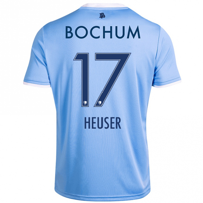 Kinder Fußball Ben Heuser #17 Himmelblau Auswärtstrikot Trikot 2024/25 T-Shirt Luxemburg