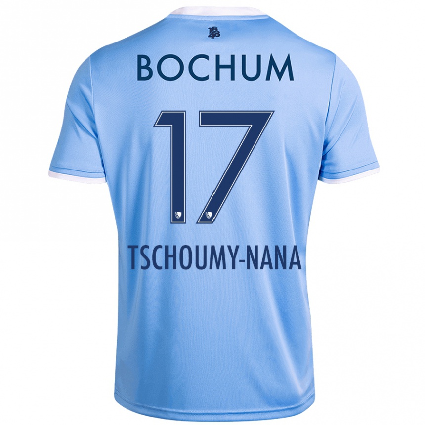 Kinder Fußball Daryl Tschoumy-Nana #17 Himmelblau Auswärtstrikot Trikot 2024/25 T-Shirt Luxemburg