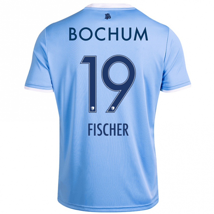 Kinder Fußball Desmond Fischer #19 Himmelblau Auswärtstrikot Trikot 2024/25 T-Shirt Luxemburg