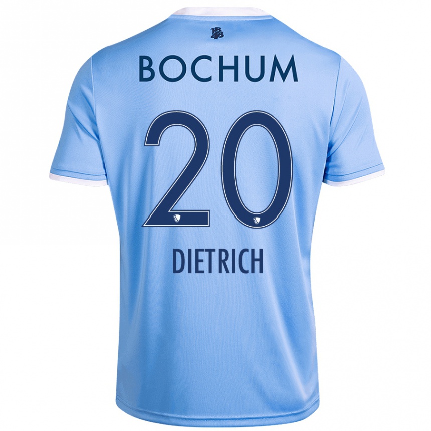 Kinder Fußball Sam Dietrich #20 Himmelblau Auswärtstrikot Trikot 2024/25 T-Shirt Luxemburg