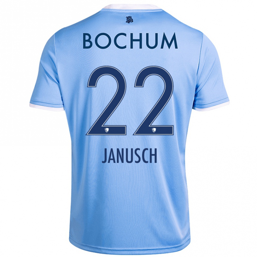 Kinder Fußball Thees Janusch #22 Himmelblau Auswärtstrikot Trikot 2024/25 T-Shirt Luxemburg