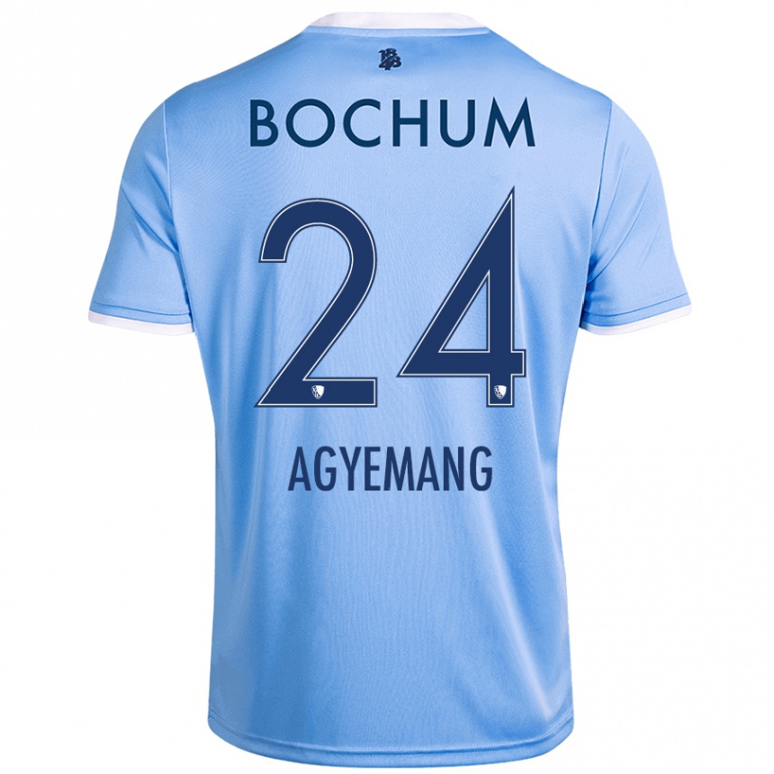 Kinder Fußball Donovan Agyemang #24 Himmelblau Auswärtstrikot Trikot 2024/25 T-Shirt Luxemburg