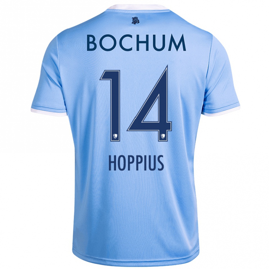 Kinder Fußball Dörthe Hoppius #14 Himmelblau Auswärtstrikot Trikot 2024/25 T-Shirt Luxemburg