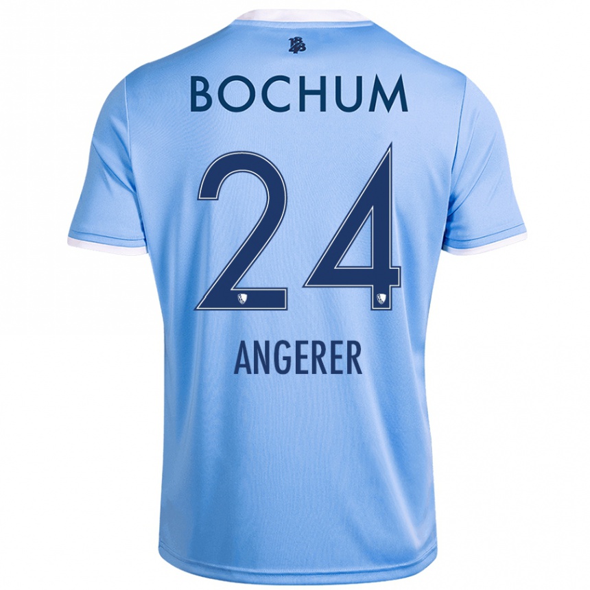 Kinder Fußball Alina Angerer #24 Himmelblau Auswärtstrikot Trikot 2024/25 T-Shirt Luxemburg