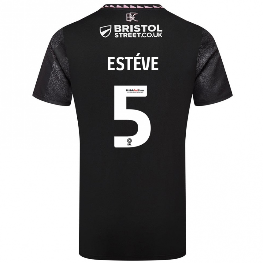 Kinder Fußball Maxime Estève #5 Schwarz Auswärtstrikot Trikot 2024/25 T-Shirt Luxemburg