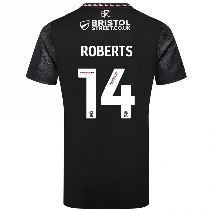 Kinder Fußball Connor Roberts #14 Schwarz Auswärtstrikot Trikot 2024/25 T-Shirt Luxemburg