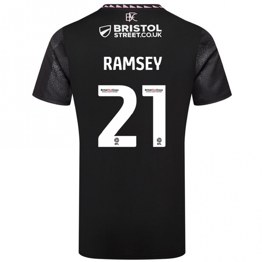 Kinder Fußball Aaron Ramsey #21 Schwarz Auswärtstrikot Trikot 2024/25 T-Shirt Luxemburg