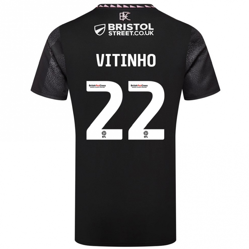 Kinder Fußball Vitinho #22 Schwarz Auswärtstrikot Trikot 2024/25 T-Shirt Luxemburg