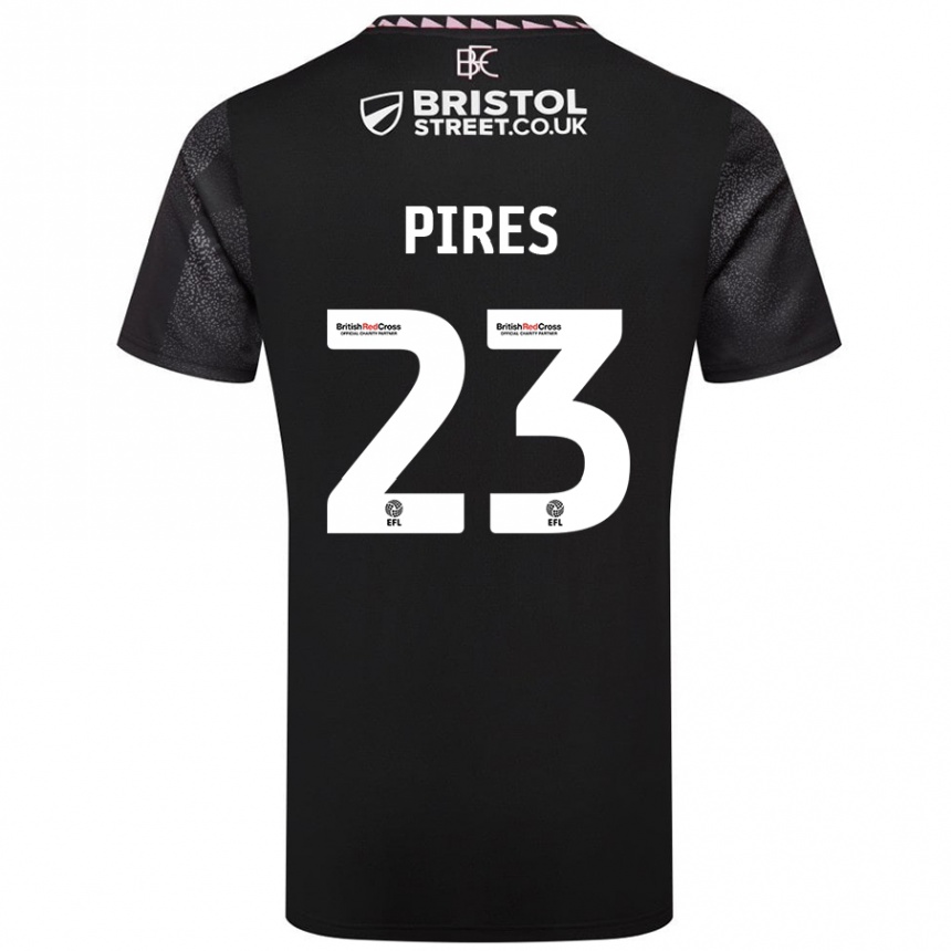 Kinder Fußball Lucas Pires #23 Schwarz Auswärtstrikot Trikot 2024/25 T-Shirt Luxemburg