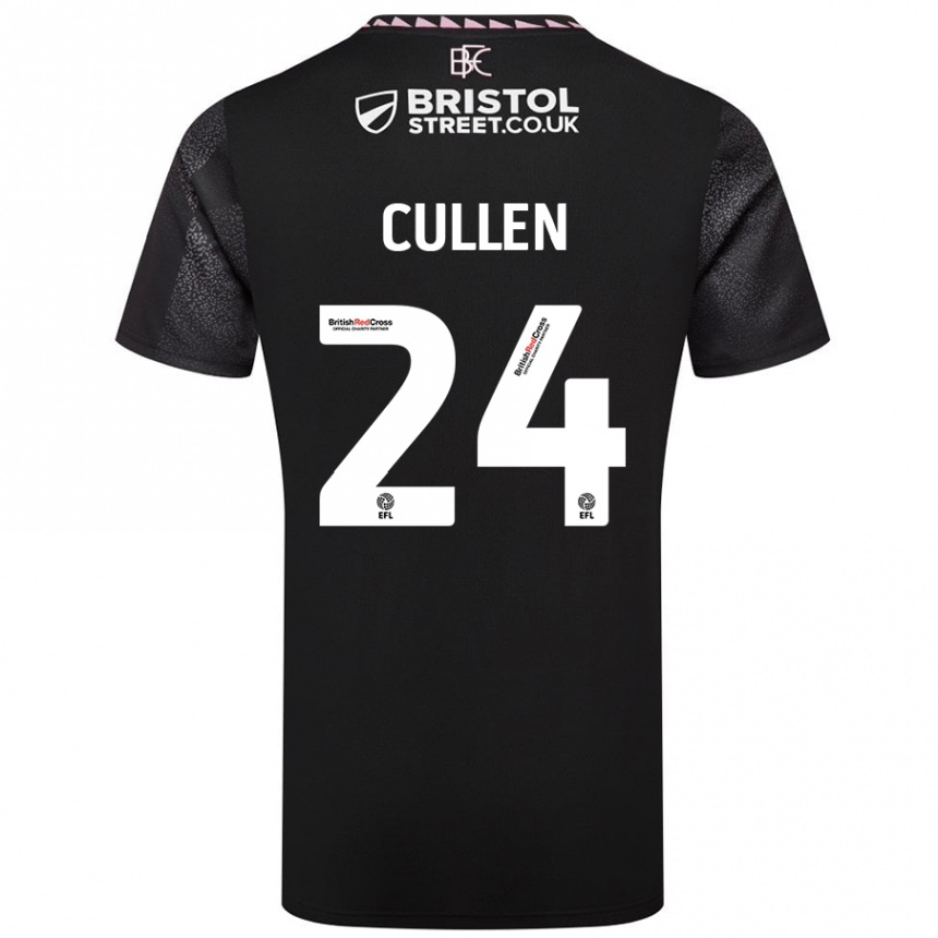 Kinder Fußball Josh Cullen #24 Schwarz Auswärtstrikot Trikot 2024/25 T-Shirt Luxemburg