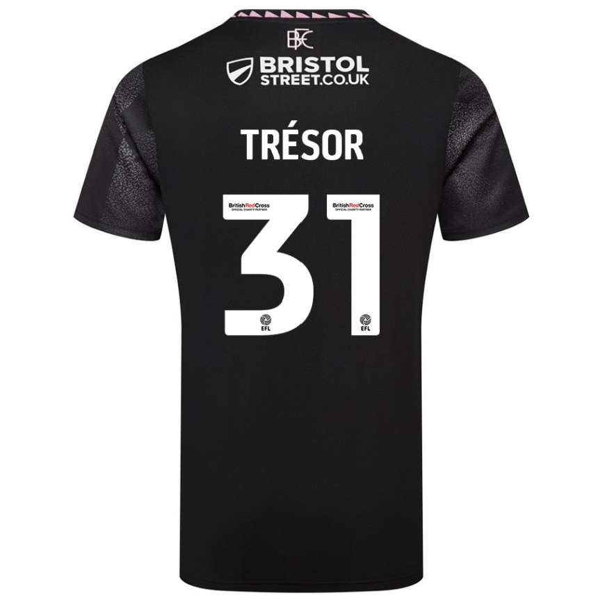 Kinder Fußball Mike Trésor #31 Schwarz Auswärtstrikot Trikot 2024/25 T-Shirt Luxemburg