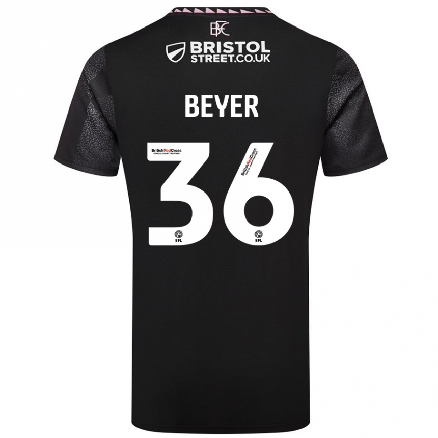 Kinder Fußball Jordan Beyer #36 Schwarz Auswärtstrikot Trikot 2024/25 T-Shirt Luxemburg