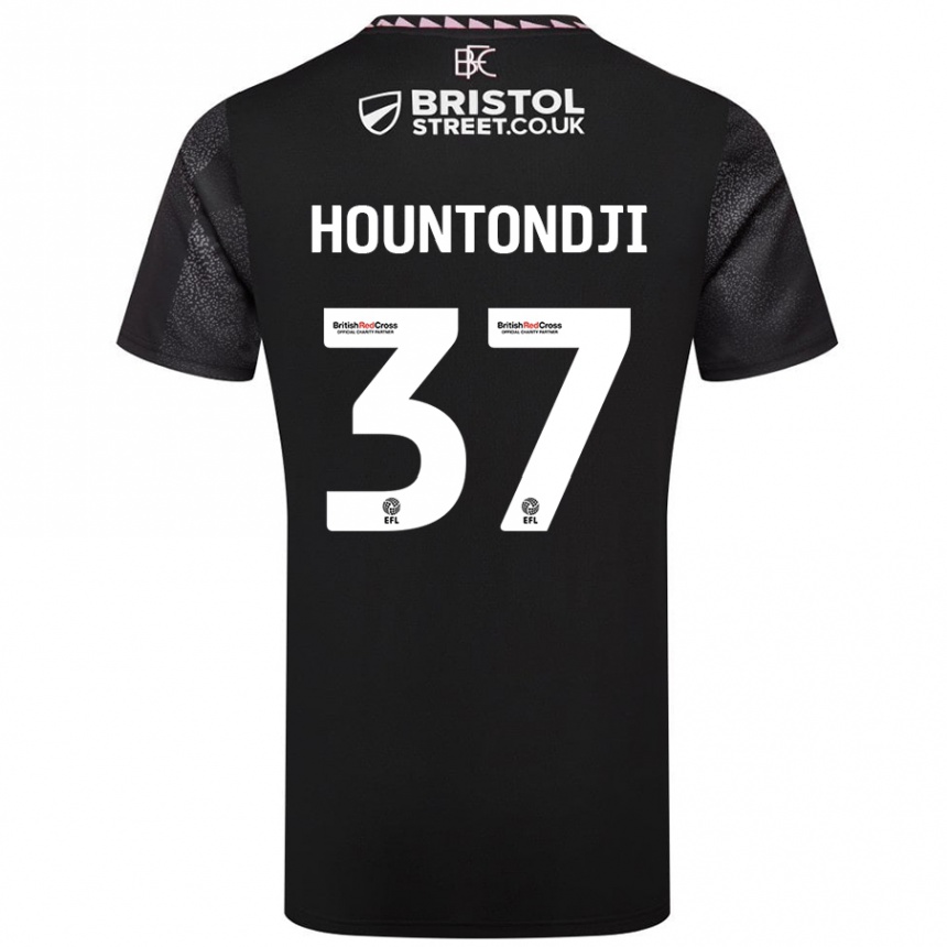 Kinder Fußball Andreas Hountondji #37 Schwarz Auswärtstrikot Trikot 2024/25 T-Shirt Luxemburg