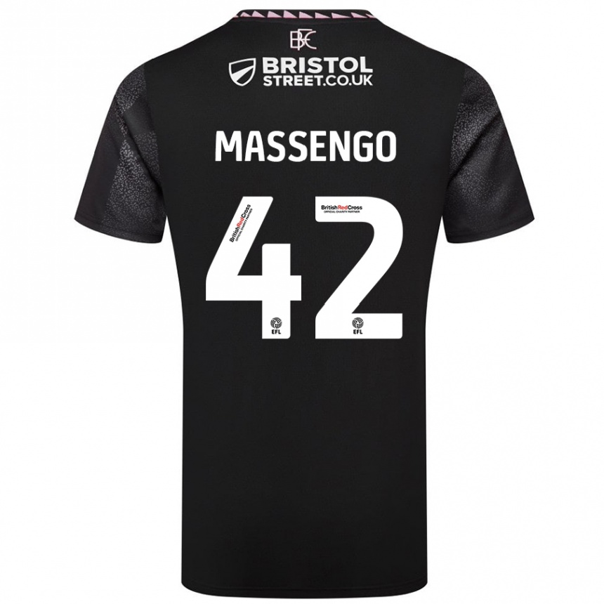 Kinder Fußball Han-Noah Massengo #42 Schwarz Auswärtstrikot Trikot 2024/25 T-Shirt Luxemburg