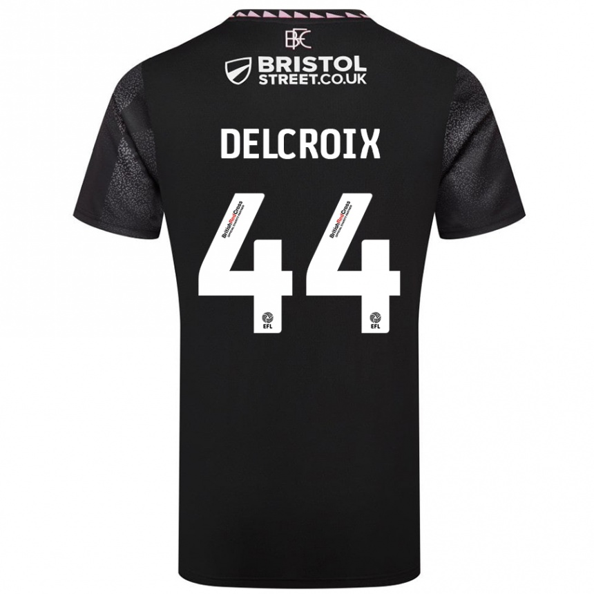 Kinder Fußball Hannes Delcroix #44 Schwarz Auswärtstrikot Trikot 2024/25 T-Shirt Luxemburg