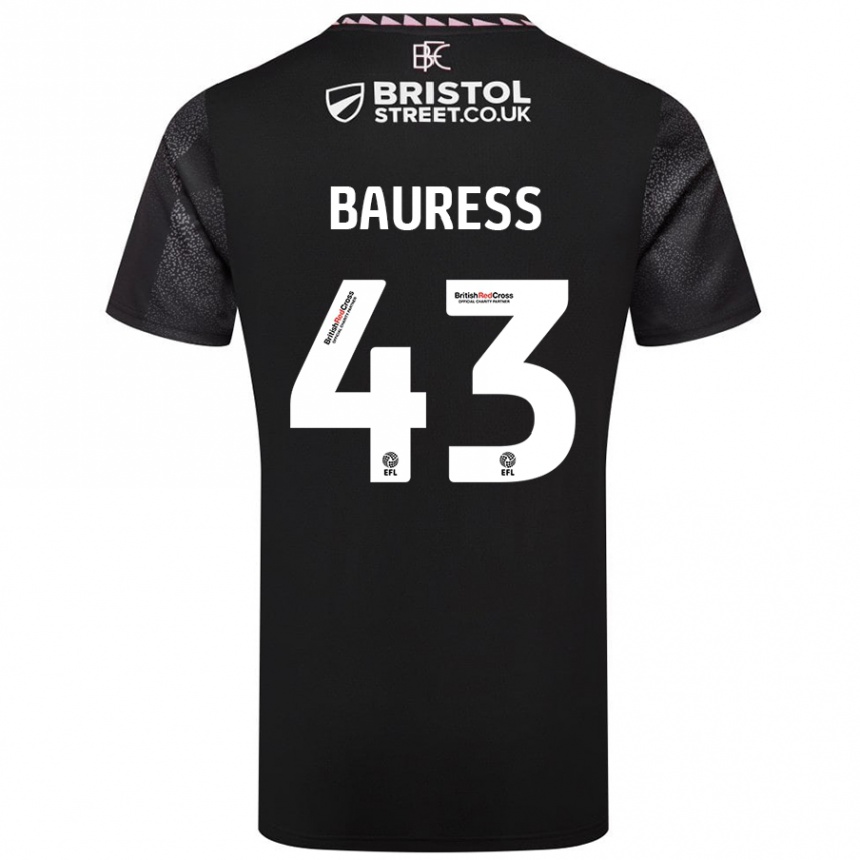 Kinder Fußball Joe Bauress #43 Schwarz Auswärtstrikot Trikot 2024/25 T-Shirt Luxemburg