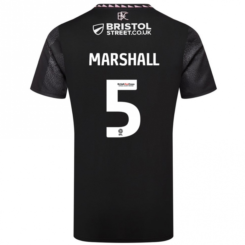 Kinder Fußball Georgia Marshall #5 Schwarz Auswärtstrikot Trikot 2024/25 T-Shirt Luxemburg