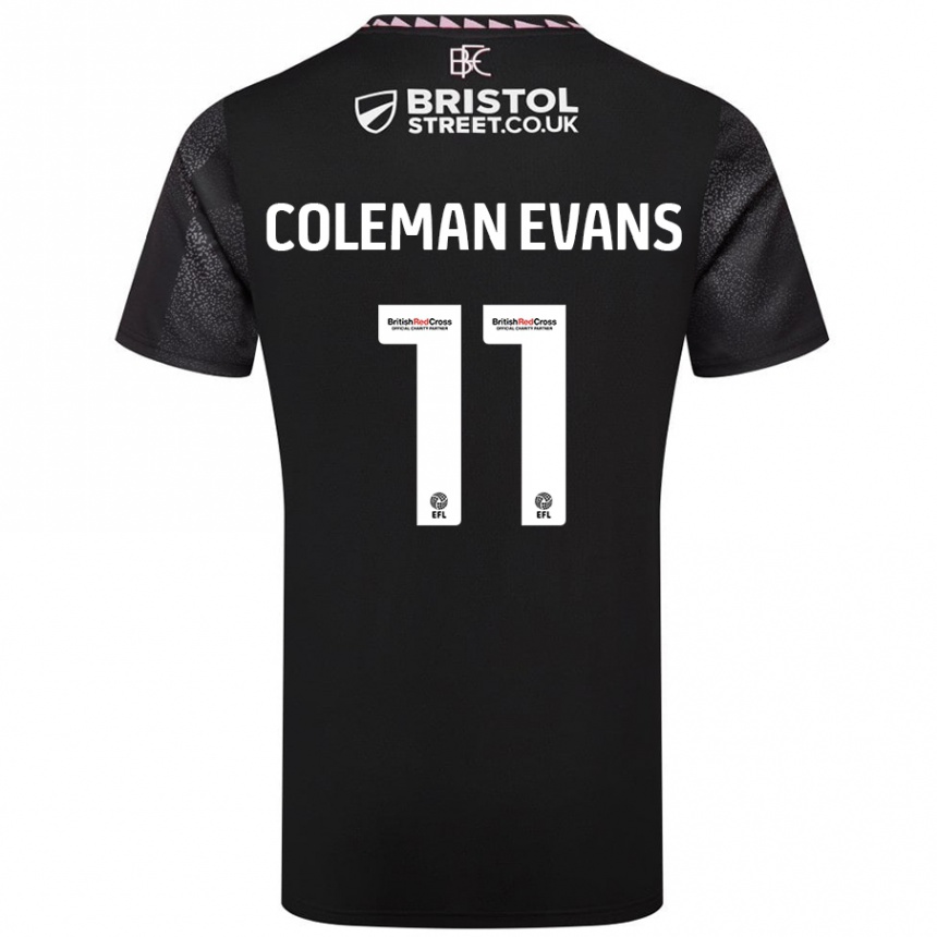 Kinder Fußball Amaya Coleman-Evans #11 Schwarz Auswärtstrikot Trikot 2024/25 T-Shirt Luxemburg