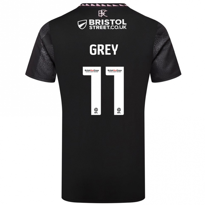 Kinder Fußball Anna Grey #11 Schwarz Auswärtstrikot Trikot 2024/25 T-Shirt Luxemburg