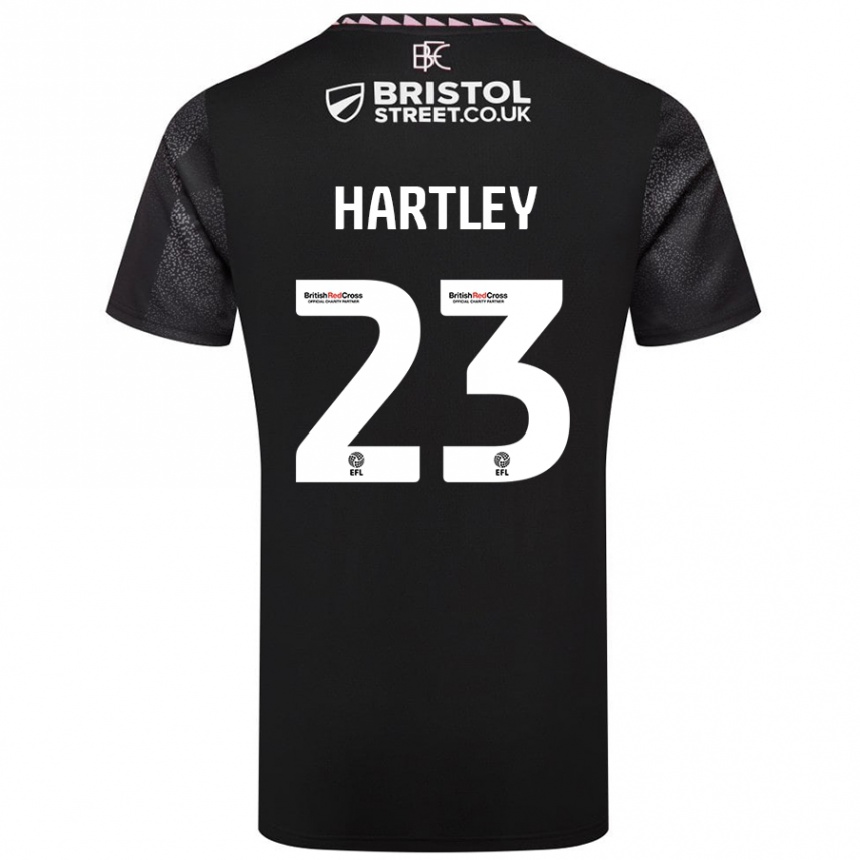 Kinder Fußball Naomi Hartley #23 Schwarz Auswärtstrikot Trikot 2024/25 T-Shirt Luxemburg