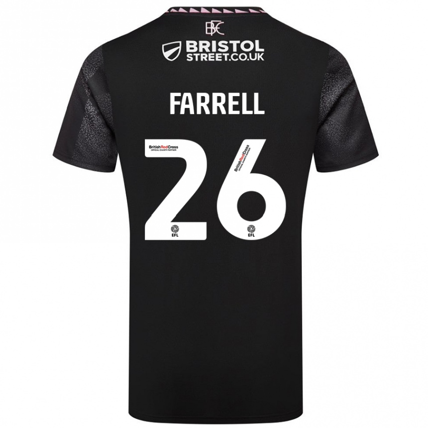 Kinder Fußball Lucy Farrell #26 Schwarz Auswärtstrikot Trikot 2024/25 T-Shirt Luxemburg