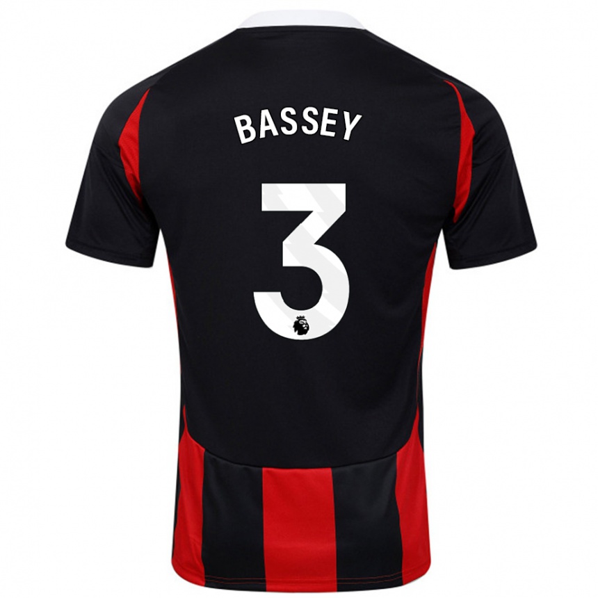 Kinder Fußball Calvin Bassey #3 Schwarz Rot Auswärtstrikot Trikot 2024/25 T-Shirt Luxemburg