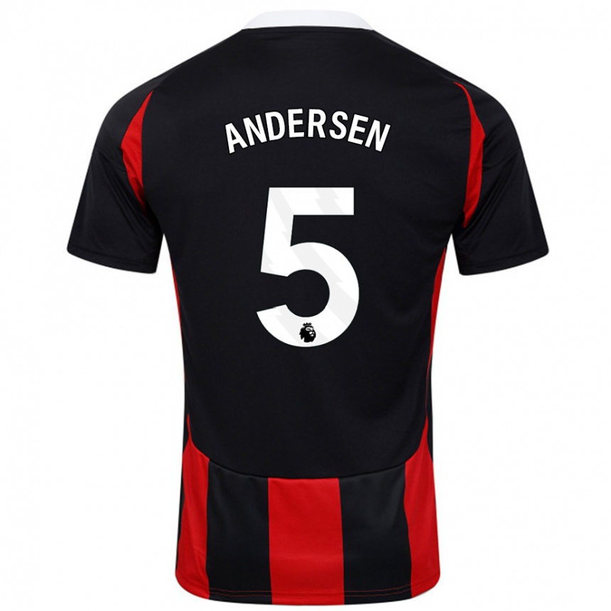 Kinder Fußball Joachim Andersen #5 Schwarz Rot Auswärtstrikot Trikot 2024/25 T-Shirt Luxemburg