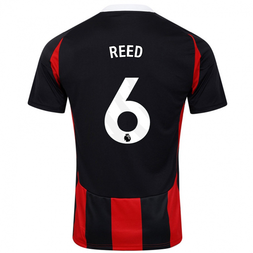 Kinder Fußball Harrison Reed #6 Schwarz Rot Auswärtstrikot Trikot 2024/25 T-Shirt Luxemburg