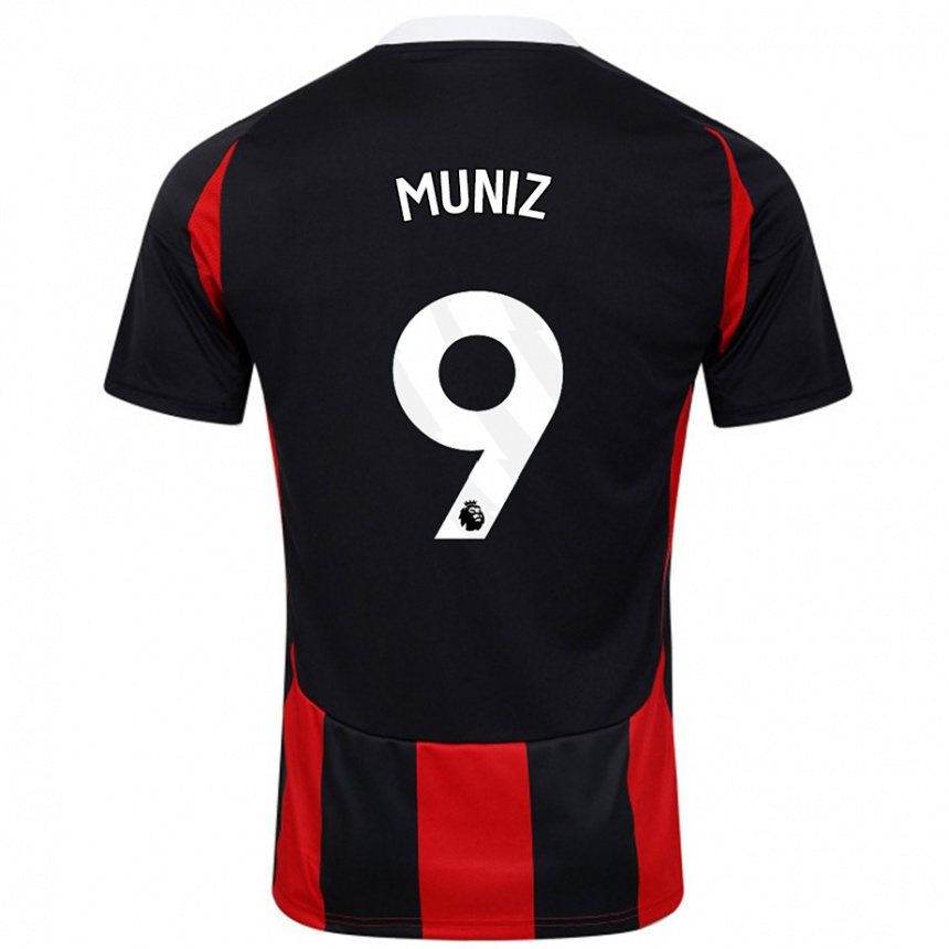 Kinder Fußball Rodrigo Muniz #9 Schwarz Rot Auswärtstrikot Trikot 2024/25 T-Shirt Luxemburg