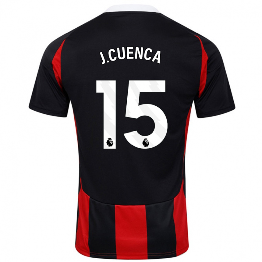 Kinder Fußball Jorge Cuenca #15 Schwarz Rot Auswärtstrikot Trikot 2024/25 T-Shirt Luxemburg