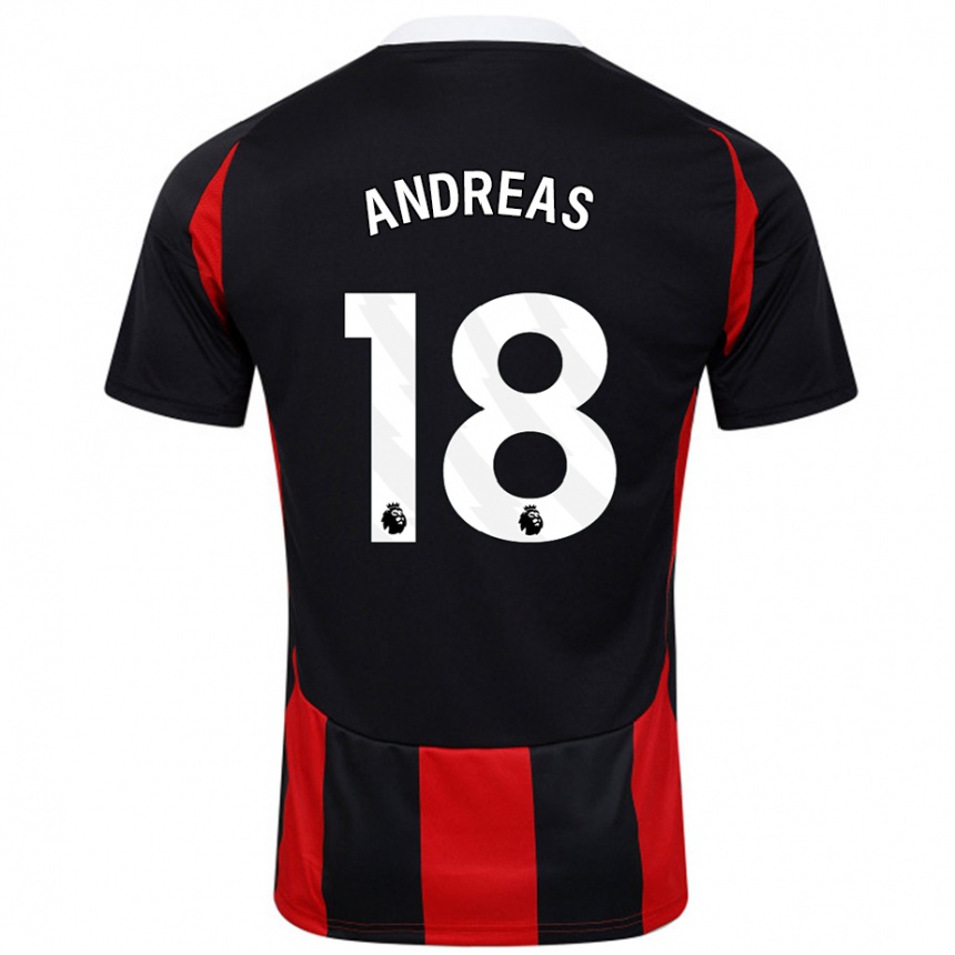 Kinder Fußball Andreas Pereira #18 Schwarz Rot Auswärtstrikot Trikot 2024/25 T-Shirt Luxemburg