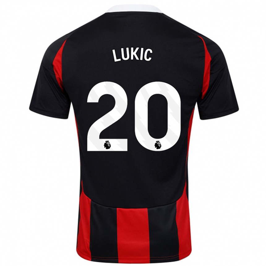 Kinder Fußball Saša Lukić #20 Schwarz Rot Auswärtstrikot Trikot 2024/25 T-Shirt Luxemburg