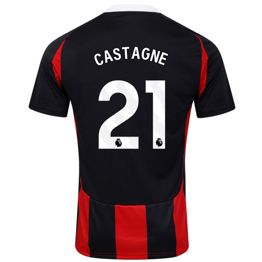 Kinder Fußball Timothy Castagne #21 Schwarz Rot Auswärtstrikot Trikot 2024/25 T-Shirt Luxemburg