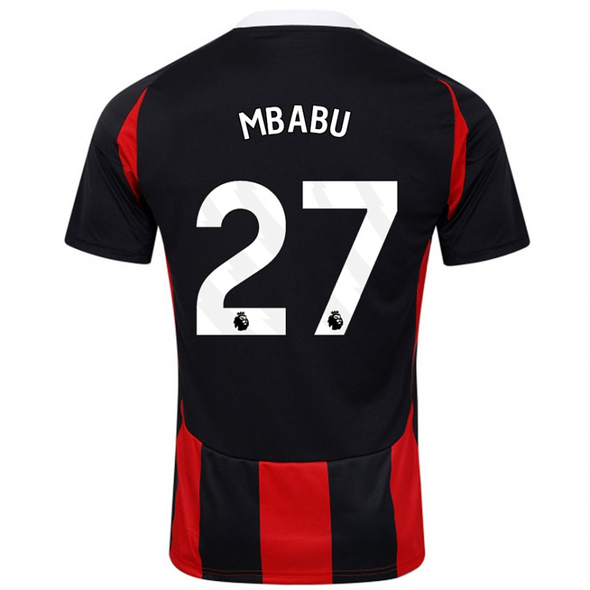 Kinder Fußball Kevin Mbabu #27 Schwarz Rot Auswärtstrikot Trikot 2024/25 T-Shirt Luxemburg