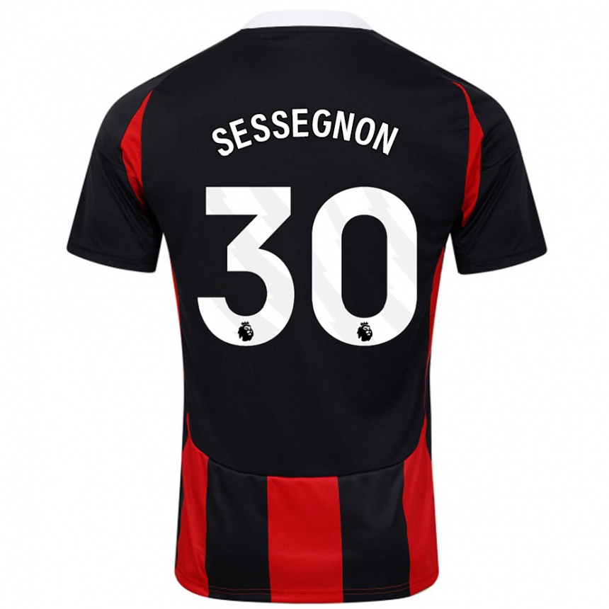 Kinder Fußball Ryan Sessegnon #30 Schwarz Rot Auswärtstrikot Trikot 2024/25 T-Shirt Luxemburg