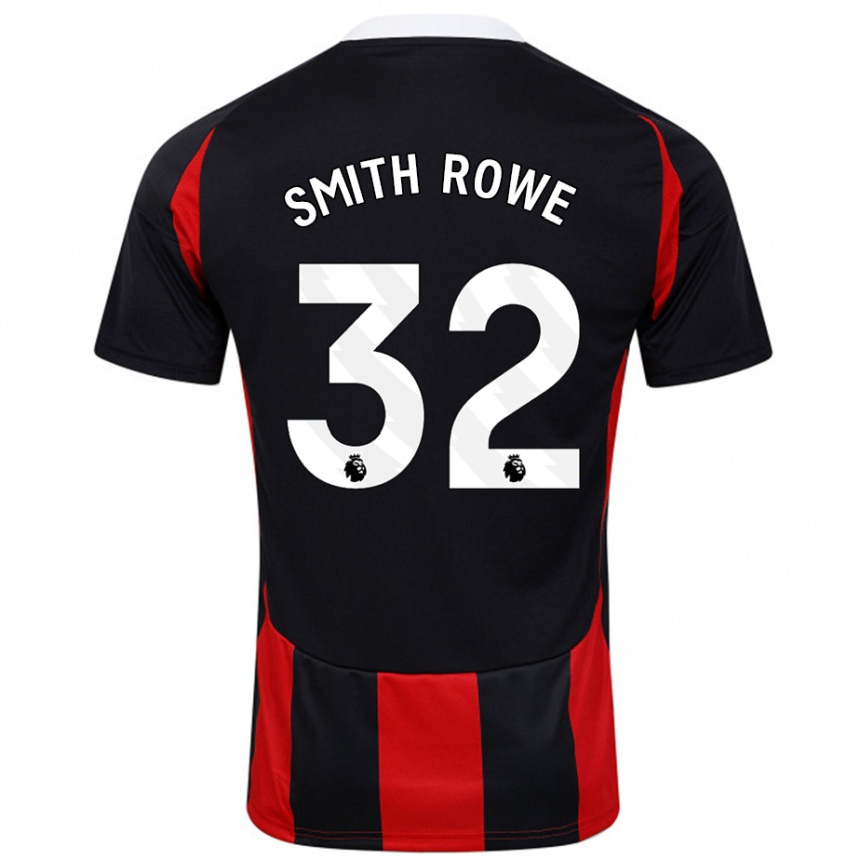 Kinder Fußball Emile Smith Rowe #32 Schwarz Rot Auswärtstrikot Trikot 2024/25 T-Shirt Luxemburg