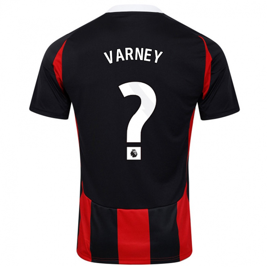 Kinder Fußball Oscar Varney #0 Schwarz Rot Auswärtstrikot Trikot 2024/25 T-Shirt Luxemburg