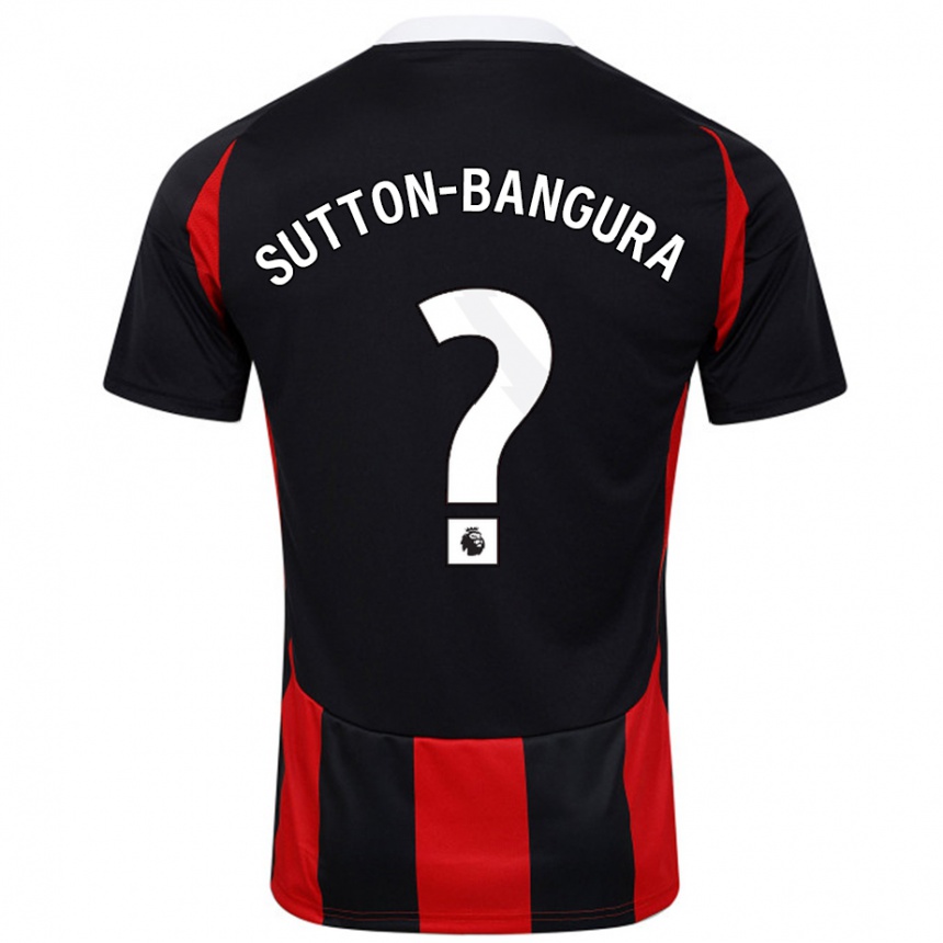 Kinder Fußball William Sutton-Bangura #0 Schwarz Rot Auswärtstrikot Trikot 2024/25 T-Shirt Luxemburg