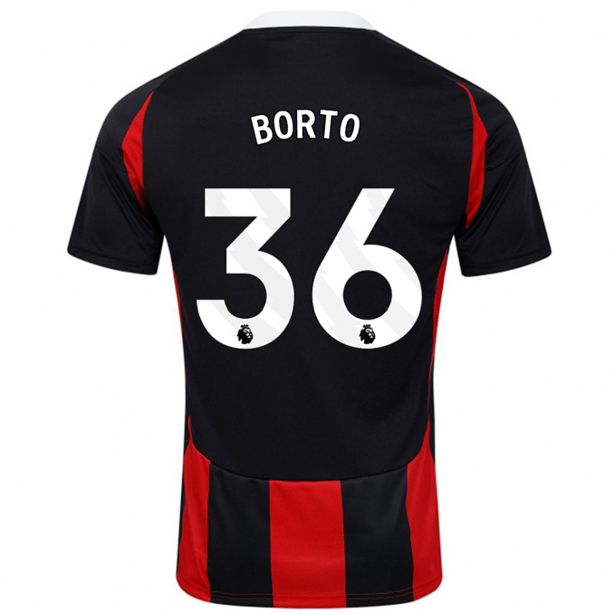 Kinder Fußball Alex Borto #36 Schwarz Rot Auswärtstrikot Trikot 2024/25 T-Shirt Luxemburg