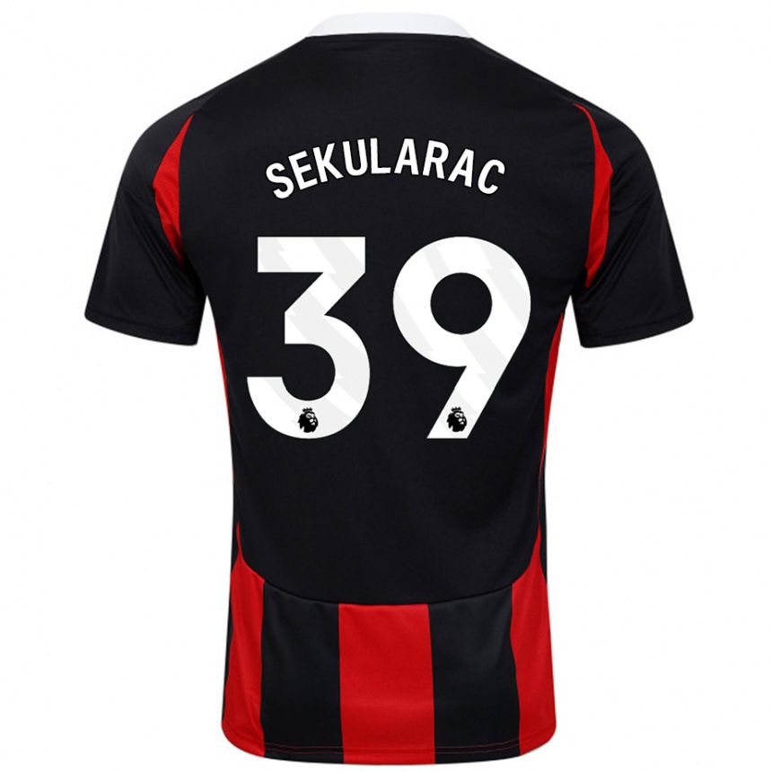 Kinder Fußball Kristian Sekularac #39 Schwarz Rot Auswärtstrikot Trikot 2024/25 T-Shirt Luxemburg