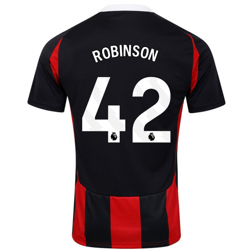 Kinder Fußball Charlie Robinson #42 Schwarz Rot Auswärtstrikot Trikot 2024/25 T-Shirt Luxemburg