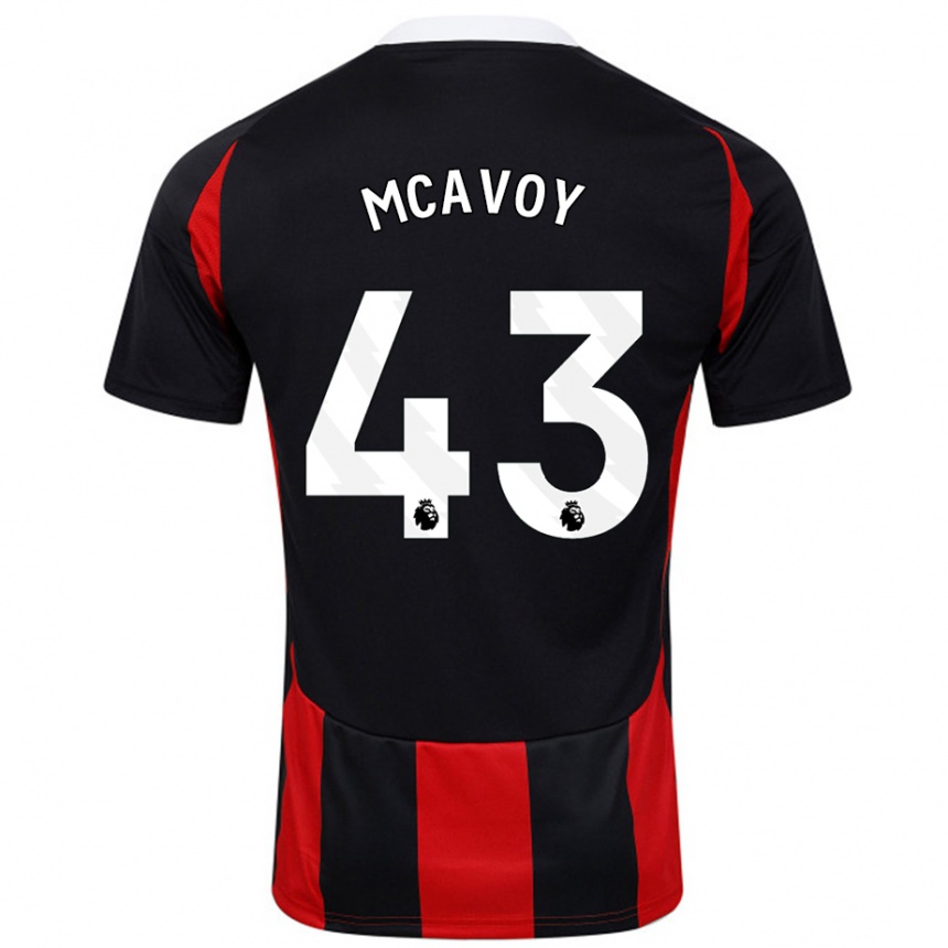 Kinder Fußball Connor Mcavoy #43 Schwarz Rot Auswärtstrikot Trikot 2024/25 T-Shirt Luxemburg