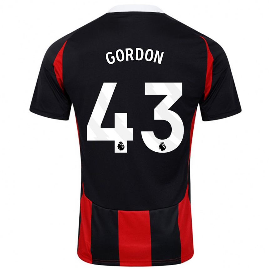 Kinder Fußball Lemar Gordon #43 Schwarz Rot Auswärtstrikot Trikot 2024/25 T-Shirt Luxemburg