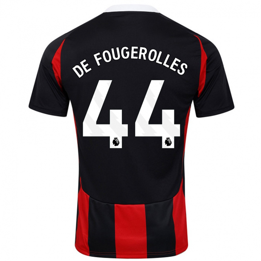 Kinder Fußball Luc De Fougerolles #44 Schwarz Rot Auswärtstrikot Trikot 2024/25 T-Shirt Luxemburg