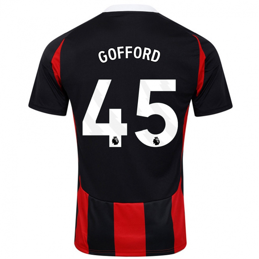 Kinder Fußball Oliver Gofford #45 Schwarz Rot Auswärtstrikot Trikot 2024/25 T-Shirt Luxemburg