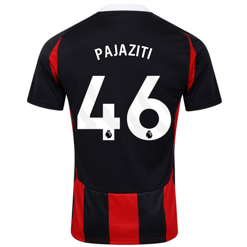 Kinder Fußball Adrion Pajaziti #46 Schwarz Rot Auswärtstrikot Trikot 2024/25 T-Shirt Luxemburg