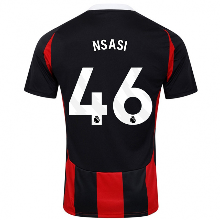 Kinder Fußball Eddie Nsasi #46 Schwarz Rot Auswärtstrikot Trikot 2024/25 T-Shirt Luxemburg